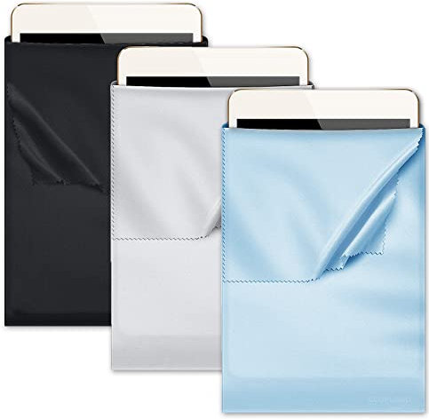 ECO-FUSED Microfiber Tablet Sleeve 3-Pack Compatible with Tablets, iPad 1-10, iPad Air 1-5, iPad Pro 11, 10.5, 9.7, Microsoft Surface 10.6, Screen Sizes 9.7-11 inches, Travel, Daily Use, Protection