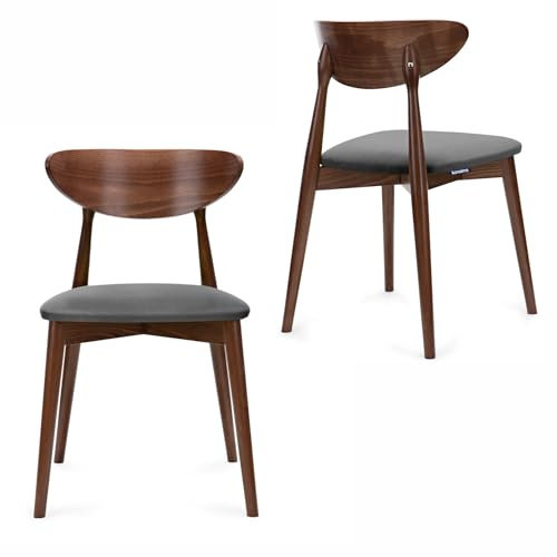 Konsimo Rabi 2 Esszimmerstühle Set - Modern Holzstuhl 79x45x47cm - Küchenstühle - Stuhl Esszimmer, Küche, Wohnzimmer - Universal Esstisch Stühle mit Weicher Polsterung - Grau/Mittlere Walnuss