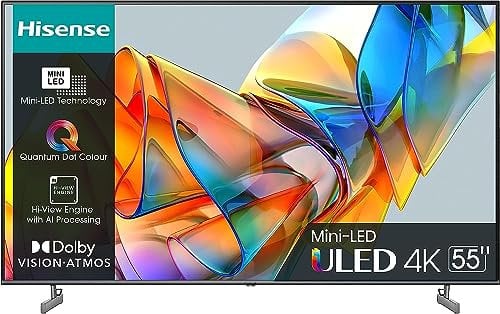 Hisense 55 ULED Mini-LED 4K 2023 55U62KQ, Smart TV VIDAA U6, Dolby Vision, HDR 10+, Game Mode Plus, Alexa Built-in, VIDAA Voice, Tuner DVB-T2/S2 HEVC 10, lativù 4K