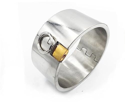 ZTHBYSB Super Schwere Sklaven Kragen Hoch 5cm Sex Halsband, 4 Größen BDSM Bondage Halsfessel O-Ring mit Schloss und Schlüssel Erwachsene Spiele Erotik SM Sexspielzeuge für Paare,Silber,13cm