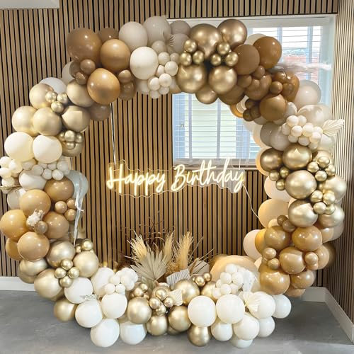 Beige Luftballons Geburtstagsdeko - 167pcs Brown Balloon Girlande with Luftballons Gold,Balloons Beige,Luftballon Sand Weiß,Luftballon Girlande for Party Deko Geburtstag,Hochzeit,Baby Shower Babyparty
