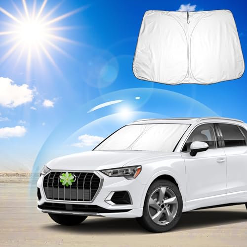 Ruiya Parasol para Parabrisas Delantero Compatible con Audi Q3 8U F3 2013-2024 2025 Parasol Coche Delantero Anti UV Rayos Parabrisas de Coche Parasol Plegable Protección Solar para Q3 Accesorios