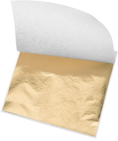 QUARKZMAN Hoja de Lámina de Oro, Papeles de Lámina Dorada Oscura, 3.3 Pulgadas x 3.1 Pulgadas para Decoración Artística, Esculturas, Pintura, Paquete de 200 Unidades