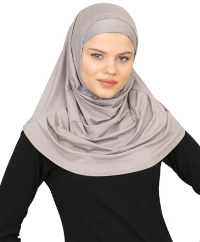 Prien Chic Hijab für Damen, Muslim Kopftuch Untertuch Set, Lange Kopftücher Kleid Frauen, Schal Für Gebetskleidung Abaya, Muslimische Kleider Für Ramadan Hajj (Helles Nerz)