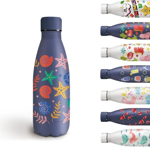 Grsta Gourde Isotherme, Gourde Enfant, Sans BPA, Gourde Isotherme 350ml anti Fuite, Bouteille Isotherme Garde au Froid Pendant 24 Heures/Chaud Pendant 12 Heures, pour l'eau chaude, le café, le thé