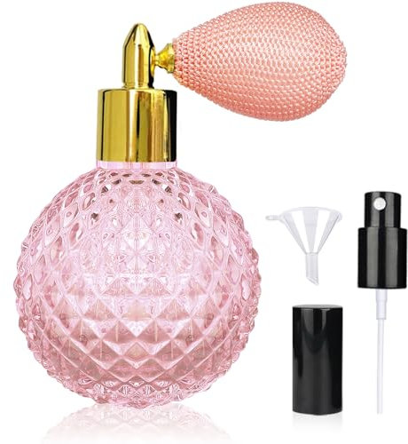 LINALL Bouteille de parfum vintage en verre rechargeable pour la décoration de la maison, cocktail, rose 96,4 g