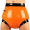 Aufblasbarer Latex-Slip in Orange und Schwarz, Gummi-Shorts mit mittlerer Taille, Windelüberzüge, Unterhosen, Unterwäsche (Rot und Schwarz, M)
