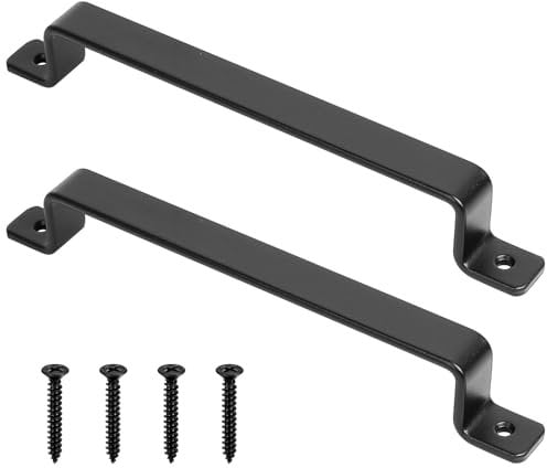 HAOCHEN Manijas de puerta de hierro fundido vintage resistentes, juego de 2, color negro, ideales para exteriores, garajes, armarios e interiores (230X290MM)