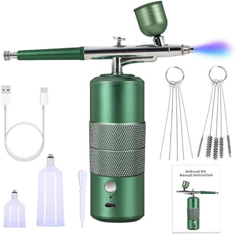 NEWFUN Aerografo para Uñas,Aerografo Uñas, Compresor Aerografo, Aerografo con Compresor, Aerógrafo Portátil, para maquillaje, decoración de tartas, dibujos para colorear, decoración de uñas, tatuajes