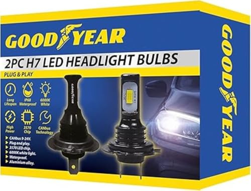 Goodyear 2pc/set H7 Car Bulb | High-Performance Halogen Headlight Bulbs| Bright & Long-Lasting| Perfect for Night Driving| Enhanced Visibility| Reliable & Durable| Fits Most Vehicles| Car Maintenance