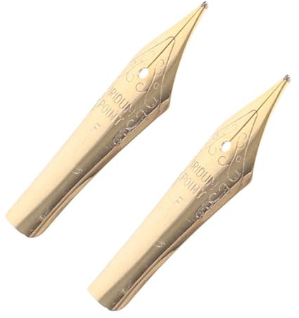 TEMPNAP 2 Stück Füllfederhalterfeder Schreibfeder Ersatz Schreibfedern Set kalligraphie feder Ersatz für Füllfederhalterspitzen Tauchstiftspitzen zum Zeichnen Metall Golden
