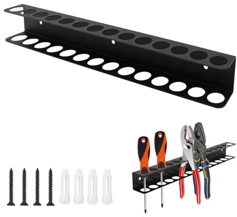 PinDaito 14 Löcher Werkzeughalter Wand, Schraubendreher Halter, Zangenhalter Wandhalterung, Werkzeug Wandhalterung, Zangenschlüssel Organizer, für Garagen, Werkstätten und Werkbänke