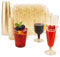 MATANA 150-Piece Premium Gold Glitter Plastic Drinkware Set – 50 Flutes (150ml), 50 Wine Cups (180ml) & 50 Party Cups (280ml) – Reusable Party Glasses for Weddings, Birthdays, Parties