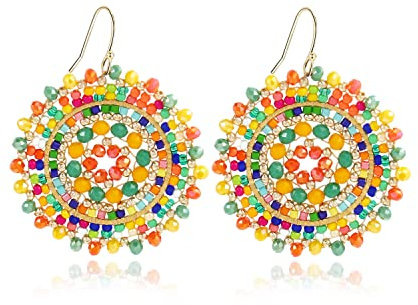 Perlenohrringe für Damen, für Sommer, Perlen-Kristalle, Glasperlen, baumelnd, Bohemia, geeignet für Strand, modische Ohrringe, Glas, Kein Edelstein