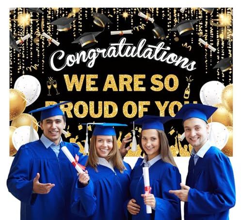 Hintergrund zum Schulabschluss – Congrats Grade 2025 Dekorationen, Foto-Requisiten, Wanddekoration, Banner, Outdoor-Dekoration, Glückwünsche für Abschlussball, Garten, Hinterhof