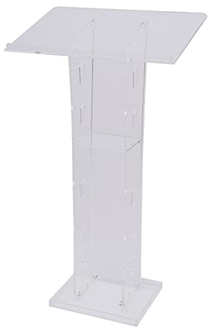 JJsdwin Stehpult Rednerpult, Acryl Podium mit Verdickt Breiter Leseplattform, 60 x 40 x 110 cm Kirche Kanzel, Stehschreibtisch für Schulen, Kirchen und Botschaften, Transparent