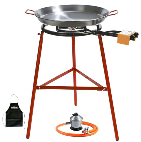 Bricolemar Paellero a Gas 40 cm + Kit Completo (Paellera 42 cm + Patas Reforzadas + Regulador + Manguera + Delantal)