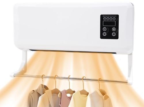 Climatiseur Split Réversible Murale, Chauffage et Refroidissement 2 en 1, Ventilateur Silencieux, Installation Rapide Sans Unité Extérieure, Porte Serviettes Intégré, Idéal pour Salle de Bain, Chambre