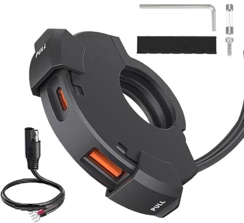 Motorrad Handy-Ladegerät - GPS-Ladegerät,Spritzwassergeschützter PD30W USB-Adapteranschluss Für Lenker Smartphone Fahrrad Reisen Motorrad