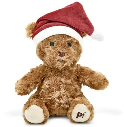 Petface Cassie Curly Christmas Teddy Plush Dog Toy (Pack of 2) | Built-In Squeaker, Engaging for Dogs, Cute Christmas Theme, Suitable for Light Chewers