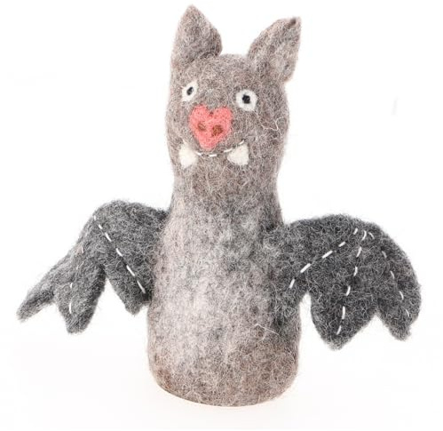 GURU SHOP Handgemachte Fingerpuppe aus Filz - Fledermaus, 9x4x3 cm