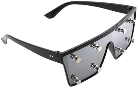 Trendige Unisex-Sonnenbrille, quadratisch, UV400-Schild, leichtes Design, Metallnieten, Detail für Konzerte, Street-Styles, praktische PC-Sonnenbrille für den Außenbereich