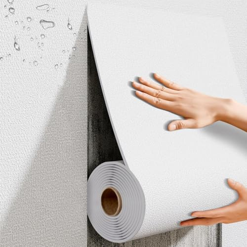 Dämmtapete für Innenwände, Isoliertapete Selbstklebend, Wandpaneele Selbstklebend, Wandverkleidung Innen, Wasserfest & Wärmedämmung Tapete für Wandschutz und Wanddekoration,Weiß,5MM Dick: 0.5×2.8M
