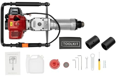 DIFU 2 Takt Pfahlramme Benzin T Pfostenramme | 52ccm Benzin Pfahlramme | 55 & 70 mm Pfahlkopfes | 6500RPM 25-45J Zaunpfahlramme | für Holz Gartenbau, Zaunbau, Bauwesen