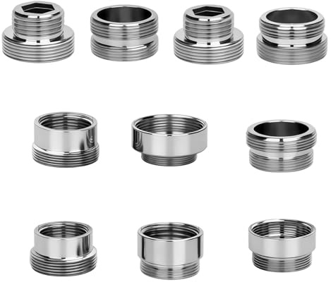 10 Pcs Faucet Adapter Kit, M16 M18 M20 M22 M24 to M22 Tap Adapters | M16-M24 to M22 Sizes, Male & Female Threads, Compatible Tap Fittings, Kitchen & Bathroom Use