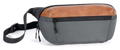 ECOHUB Sling Bag Herren, Große Brusttasche mit RFID-Schutz, Anti-Diebstahl | Für Alltag und Reise: Gespleißtes Kunstleder, 8 Fächer, Fach für Switch 2, Crossbody-Umhängetasche, 4,6 L, Grau