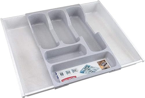 CURVER Range Couverts extensible pour Tiroir de Cuisine - 6 à 8 cases - 30x42x6,4 cm - Gris
