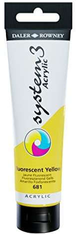 Daler-Rowney System3 Acrylic Paint, Plastic Tube, 5.07oz - 150 ml, Fluorescent Yellow