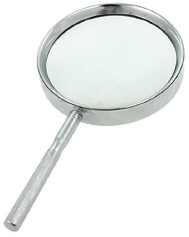 Sourcingmap Metal Frame Silver Tone Nonslip Grip 4X Magnifying Glass