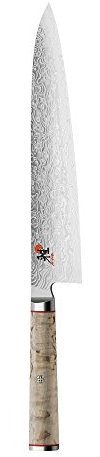 Miyabi Birchwood SG2 Japanese Chef's Knife, 9-inch, Large Blade Chef's Kitchen Knife, Karelian Birch Handle, 100-layer flower Damascus pattern, Handcrafted in Seki, Japan