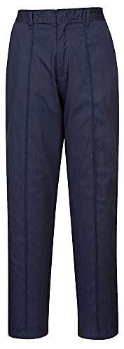 Portwest LW97 Women’s Elasticated Tailored Fit Work Trousers with Pockets - Lightweight Safety Workwear, Navy, M