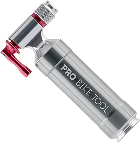 Pro Bike Tool CO2 Inflator mit Kartuschenaufbewahrungskanister schnell, einfach und sicher – für Presta und Schrader – Fahrradreifenpumpe für Rennräder und Mountainbikes – keine CO2-Patronen enthalten