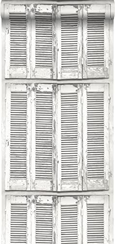 Tapete verwitterte, französische, vintage Fensterläden Hellgrau und Weiß - 138882 - von ESTAhome