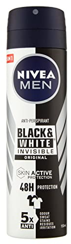 Nivea Men Deodorant Herren Invisible Black & White Spray – 6 Packungen à 150 ml – insgesamt: 900 ml