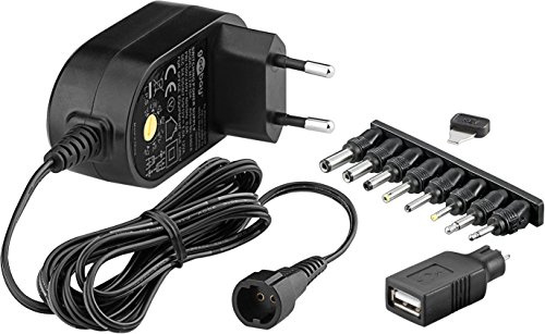 Goobay 59028 Bloc d'alimentation Universel 1000 mA 3 V / 4,5 V / 5 V / 6 V / 7,5 V / 9 V / 12 V avec 8 fiches adaptateurs et USB