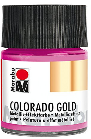 Marabu 12640005733 - Metallic Effektfarbe, Colorado Gold metallic rosa 50 ml, auf Wasserbasis, lichtecht, wetterfest, schnell trocknend, zum Pinseln und Tupfen auf saugenden Untergründen