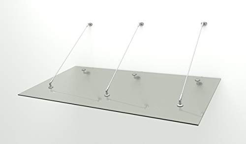 Haustür Edelstahl Glas Vordach 2,6 x 1,1m 14 mm VSG
