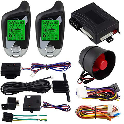 EASYGUARD EC202 2-Wege-Auto-Alarmsystem mit LCD-Pager-Display, Motorstart und Mikrowellensensor, DC12 V