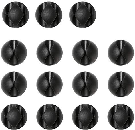 URAQT Clip per Cavi, 15 Pezzi Organizzatore di Cavi per Casa e Ufficio, Organizer per la Gestione dei Cavi di Adesivo a Lunga Durata per Topo TV PC Laptop