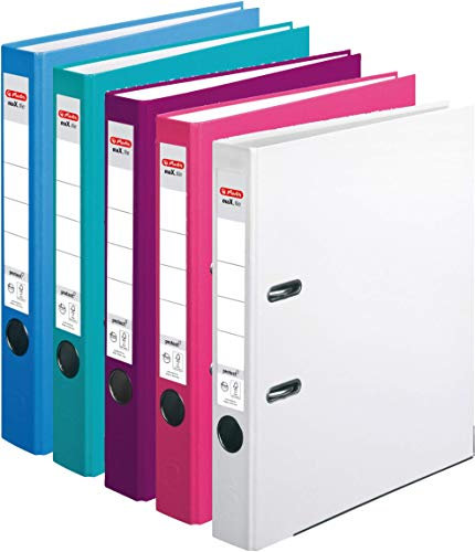 Herlitz 9942681 Ordner maX.file protect A4 8cm PP-Kunststoffbezug/Papier (Zusatzfarben, 5cm | 5er Pack)