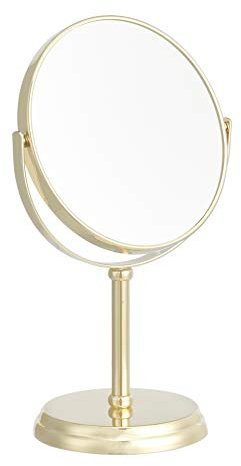 Amazon Basics Round Dressing Table Mirror, Tabletop Mount - 1X/5X Magnification, 18.3x12.5 Cm, Gold