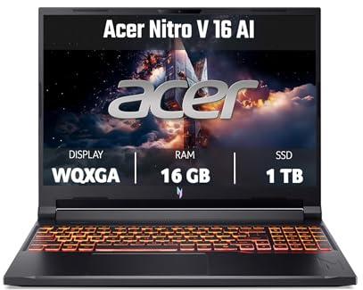 Acer Nitro V 16 AI | Notebook Gaming | AMD Ryzen AI 9 365 | NVIDIA RTX 5070 | 16 GB DDR5 RAM | 1024 GB SSD | 16 WQXGA IPS 180 Hz | Copilot+ PC | Windows 11 Home | Tastiera QWERTY | Alimentatore Incluso