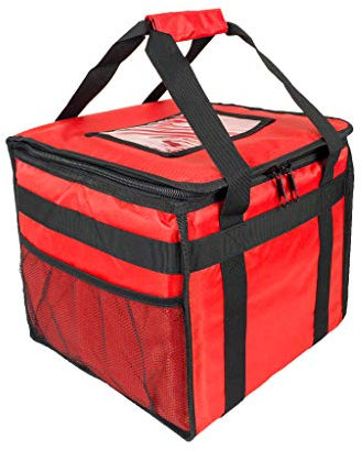 HFB30L Wärmespeichertasche für Pizza, Imbiss-Restaurant, Picknick, indisch, Chinesisch, Kebab, Catering, Liefertasche, thermisch isoliert, 32 x 32 x 30 cm, Rot