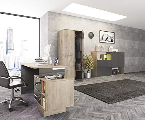 Arredo Ufficio Economico Rovere e Grigio Lucido UI13