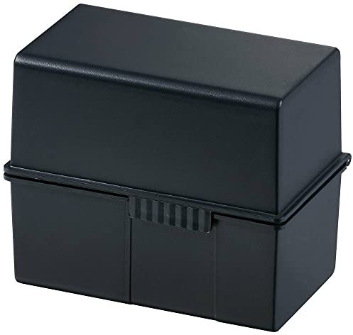 HAN Karteibox DIN A6 quer, es, attraktives Design für 400 Karteikarten mit Stahlscharnier und Schnappverschluss, mit A-Z Register, schwarz, 976-K-13, 1 Stück