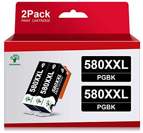 GREENSKY PGI-580XXL Schwarz Patronen Kompatibel Canon 581 580 PGBK für Canon TR8550 Druckerpatronen für Pixma TS6350 TR8550 TS8350 TS705 TS8250 TS9550 TS6250 TS6150 TR7550 TS6151 TS8150 (2 PGBK